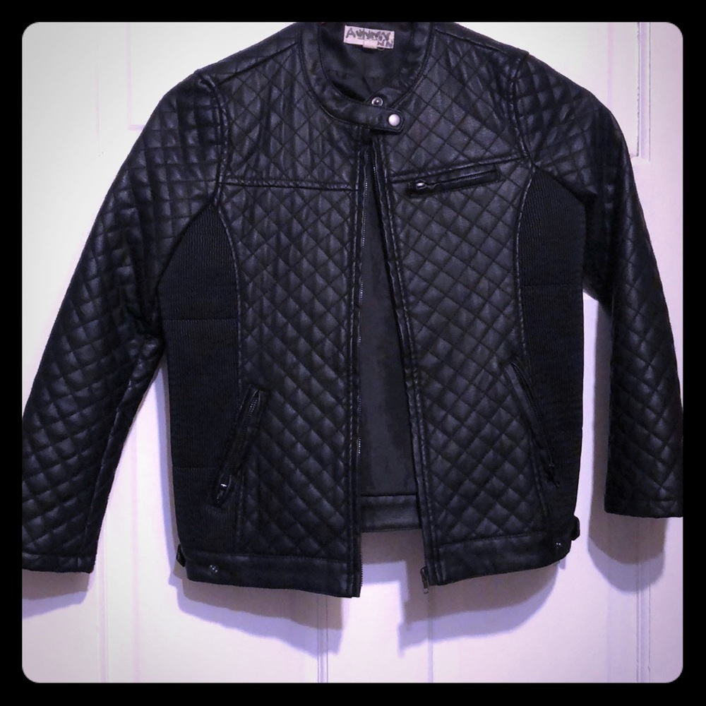 Black Faux Leather Girls Jacket